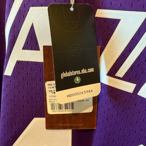 NEW "PISTOL" PETE MARAVICH MITCHELL & NESS Swingman Jazz JERSEY 1975 Large NWT! - Picture 7 of 12